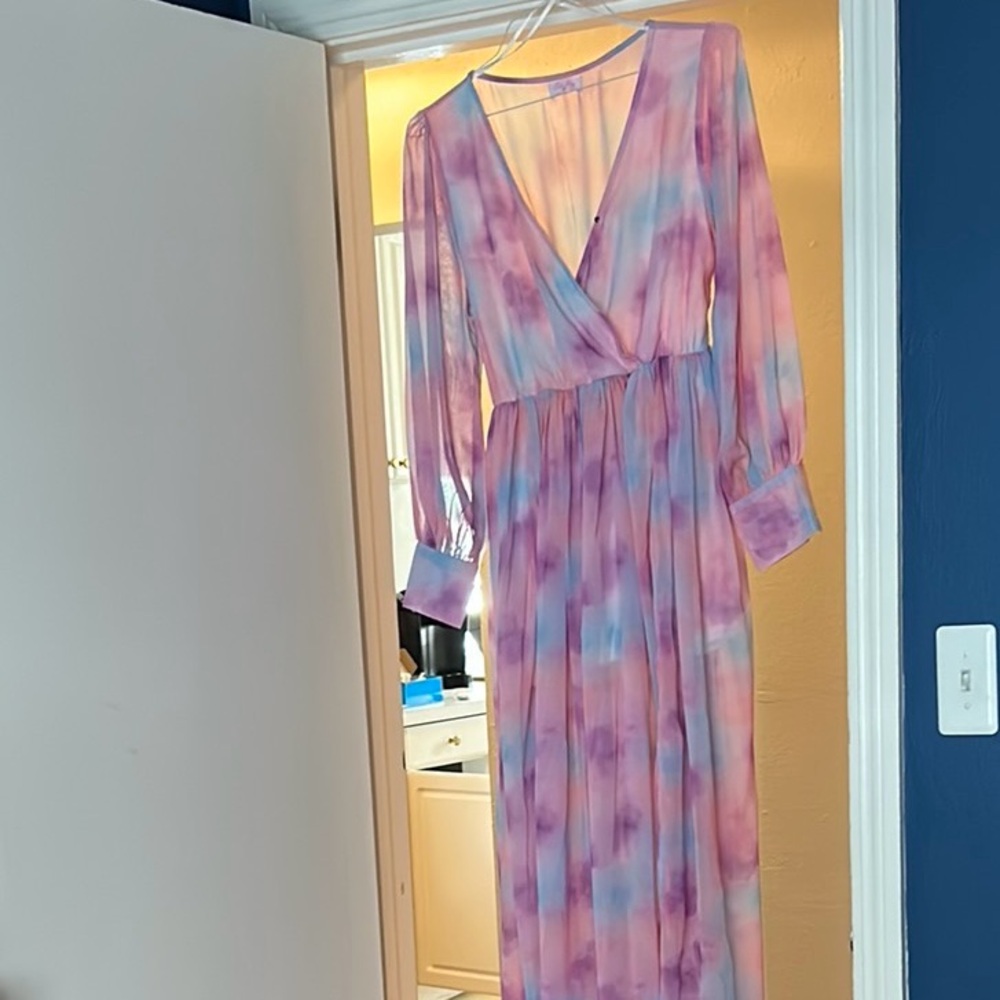 Elegant Pink and Purple Maxi Dress